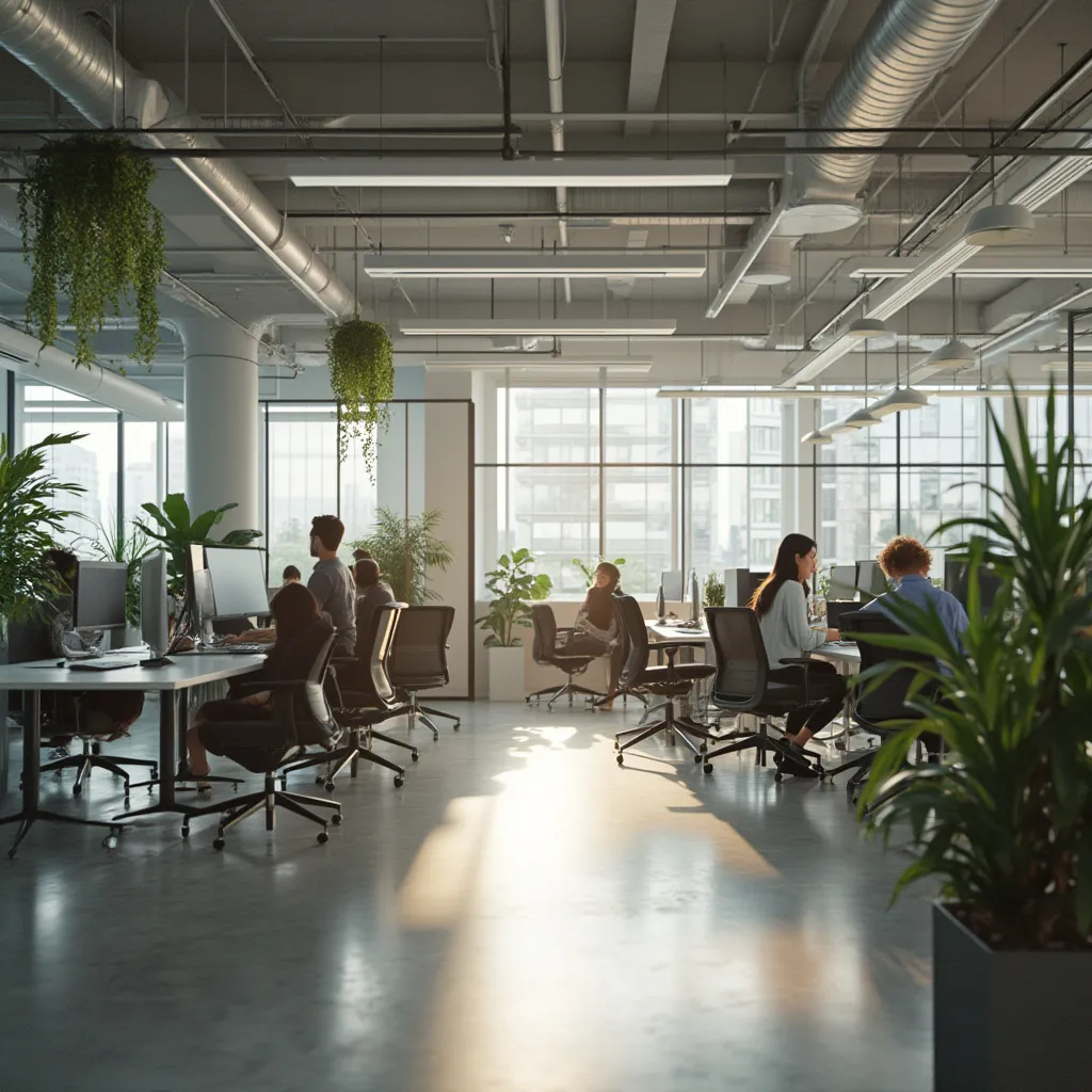 Espacio de trabajo colaborativo moderno y luminoso