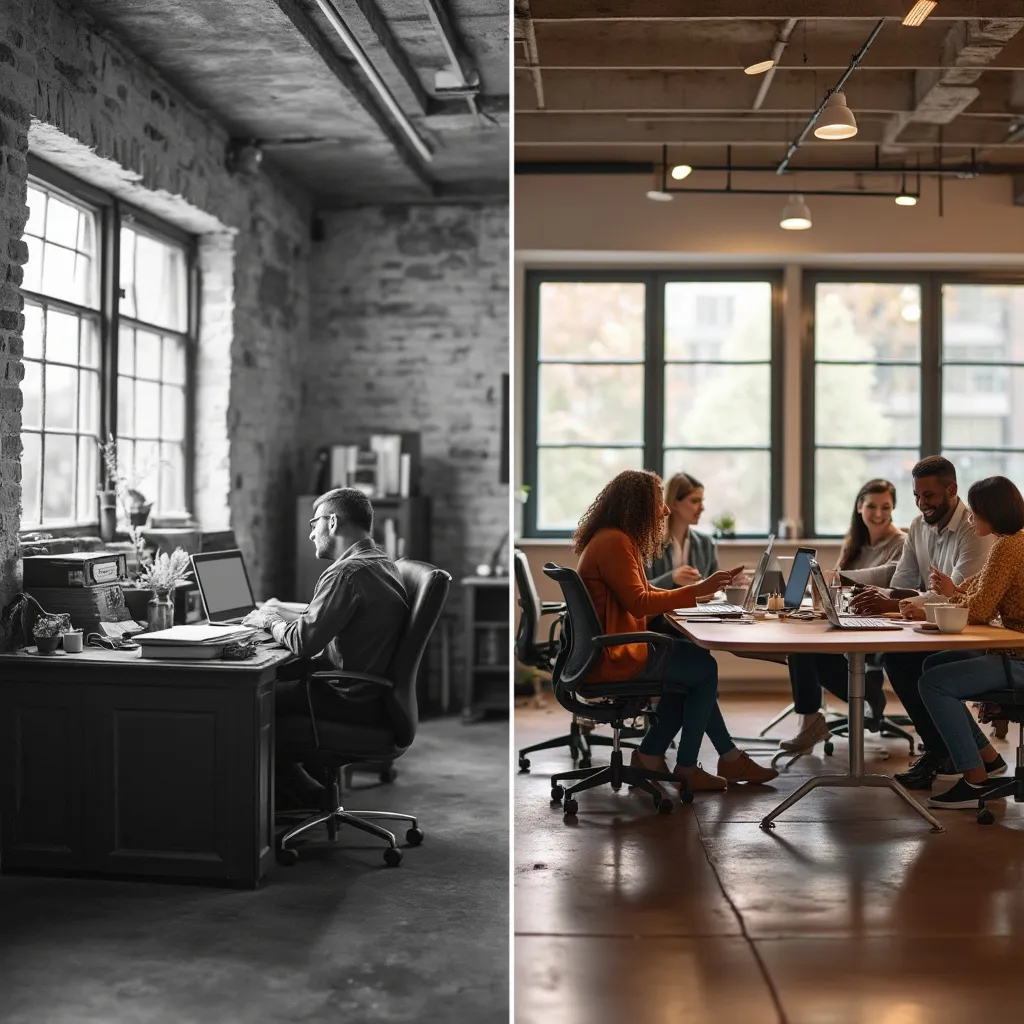 Collage mostrando el crecimiento de la empresa desde sus inicios