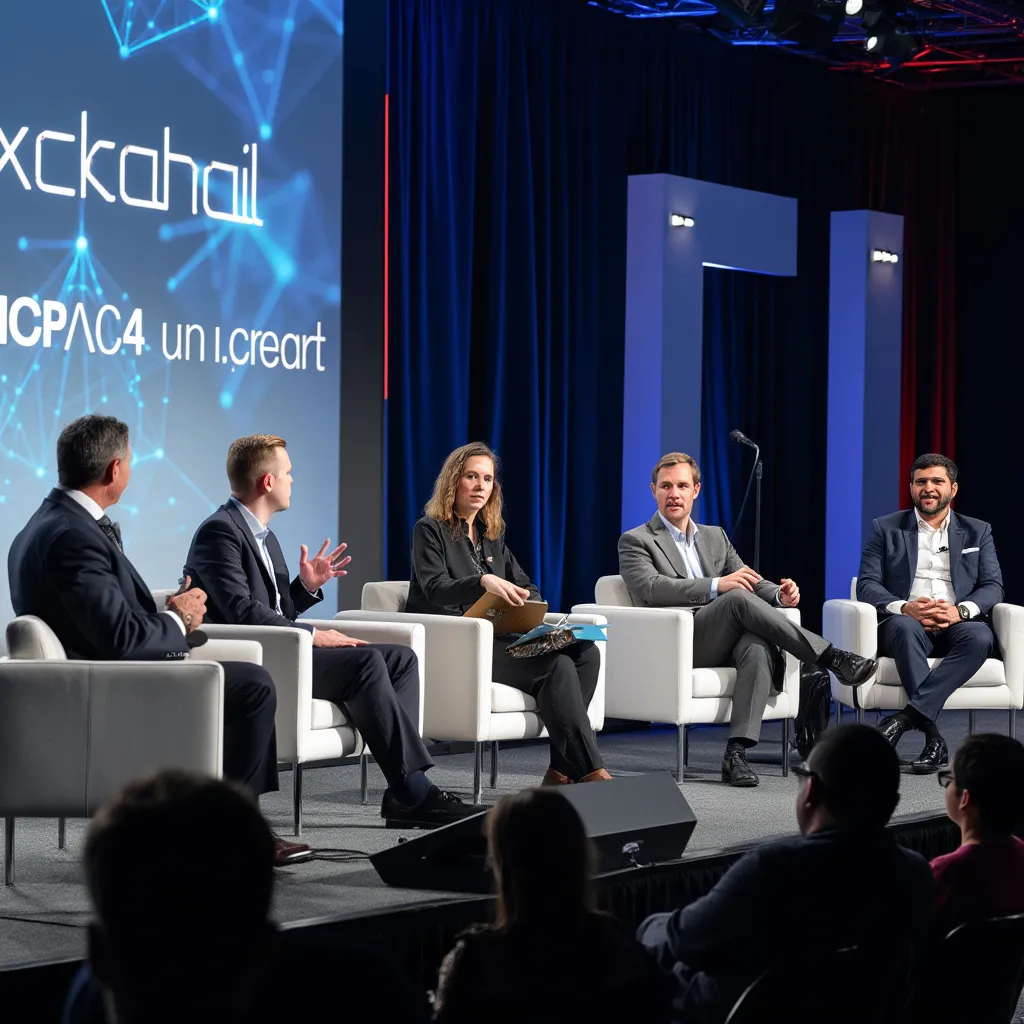 Panel de expertos en una conferencia sobre criptomonedas