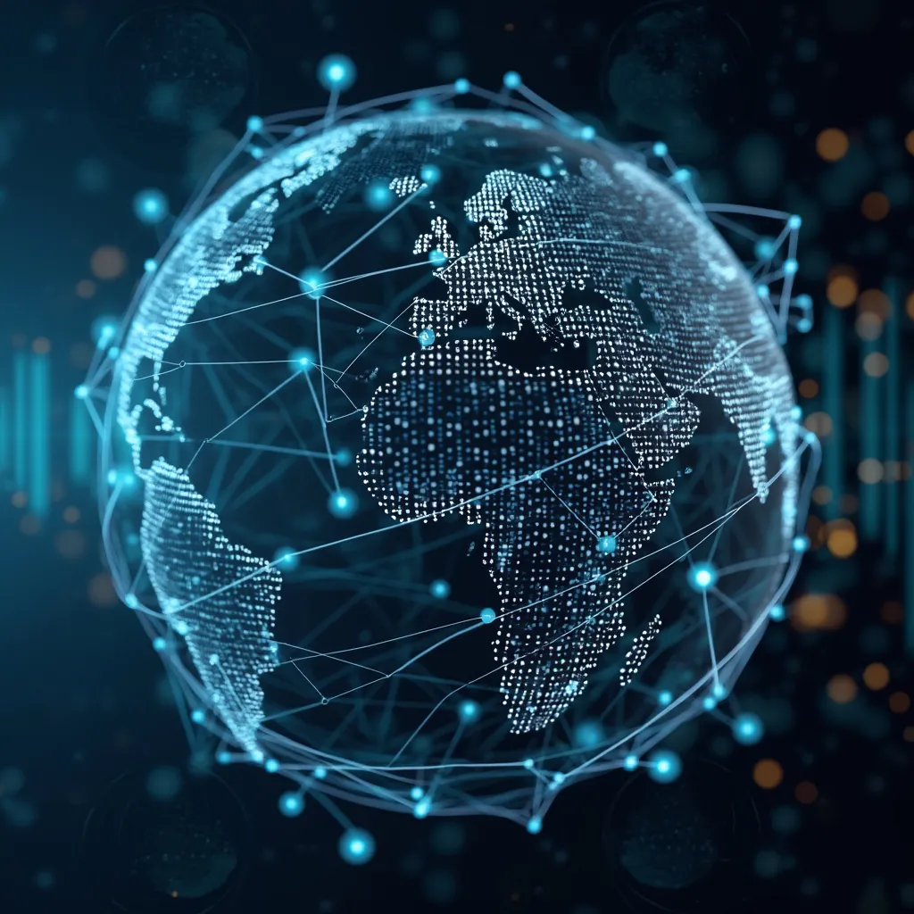 Globo terráqueo con conexiones de red simbolizando finanzas globales